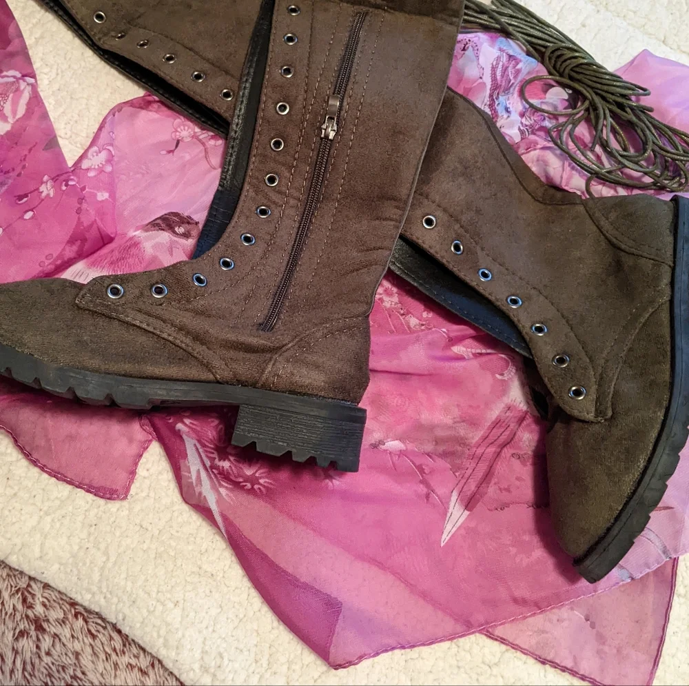 Faux Suede Knee High Boots - Picture 4 of 6